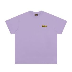 drew house Lilac Crewneck Tee with Yellow Logo